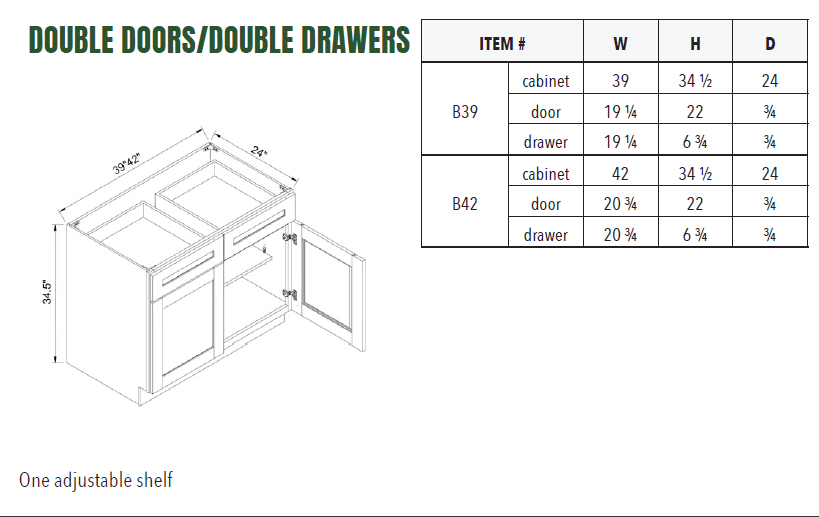 B42 - DOUBLE DOORS/DOUBLE DRAWERS