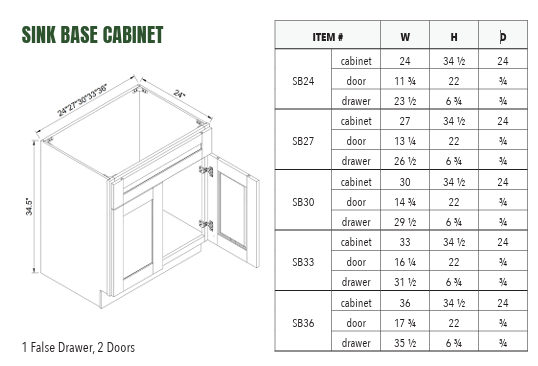 SB24 - SINK BASE CABINET