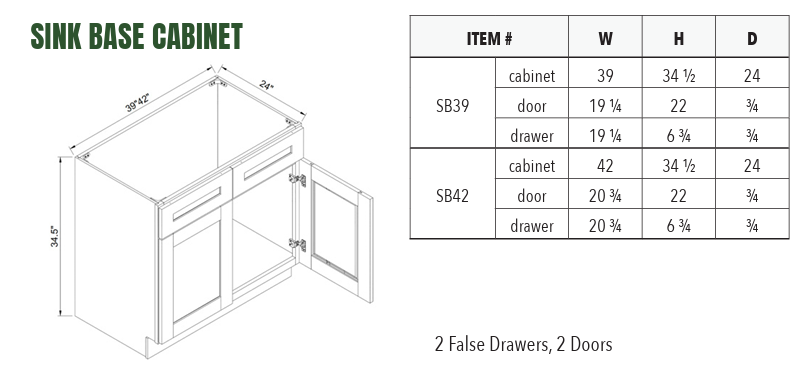 SB39 - SINK BASE CABINET