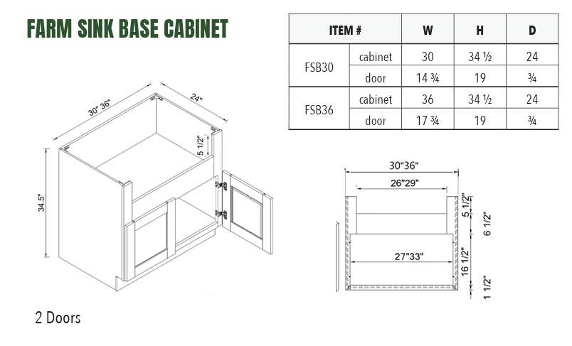 FSB36 - FARM SINK BASE CABINET