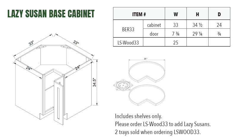 BER33 - LAZY SUSAN BASE CABINET