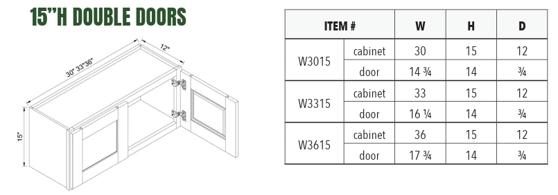 W3015 - 15”H DOUBLE DOORS