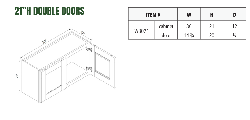W3021 - 21”H DOUBLE DOORS
