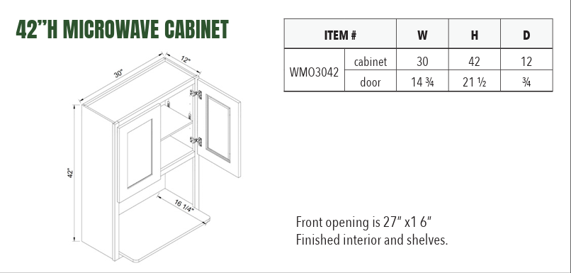 WMO3042 - 42”H MICROWAVE CABINET