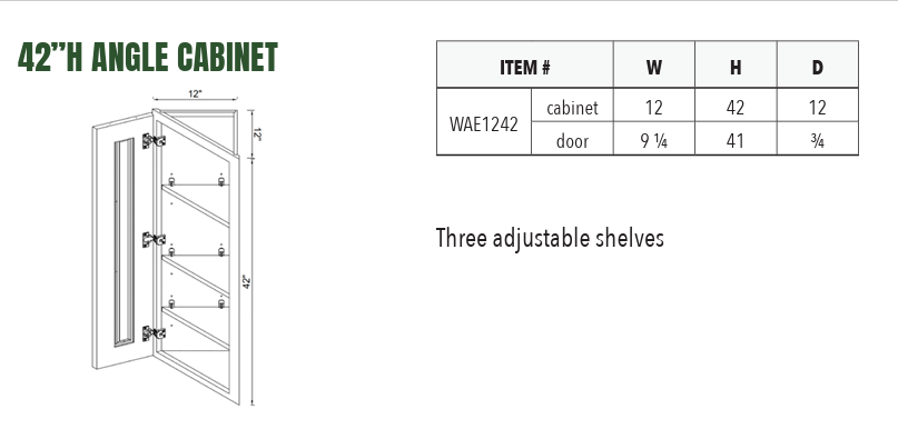 WAE1242 - 42”H ANGLE CABINET