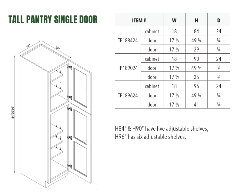 TP188424 - TALL PANTRY SINGLE DOOR